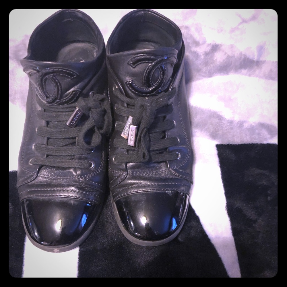 Black Authentic Chanel Sneakers For Sale Sz 37.5